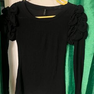 Double Zero Black Ruched Sleeve Sweater